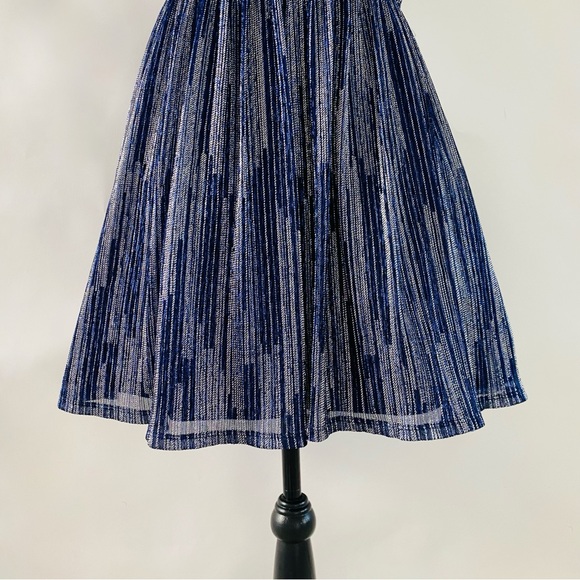 NWT City Studio Glitter Halter High Waist Fit & Flare Mini Dress Blue Junior 7 - Picture 7 of 11